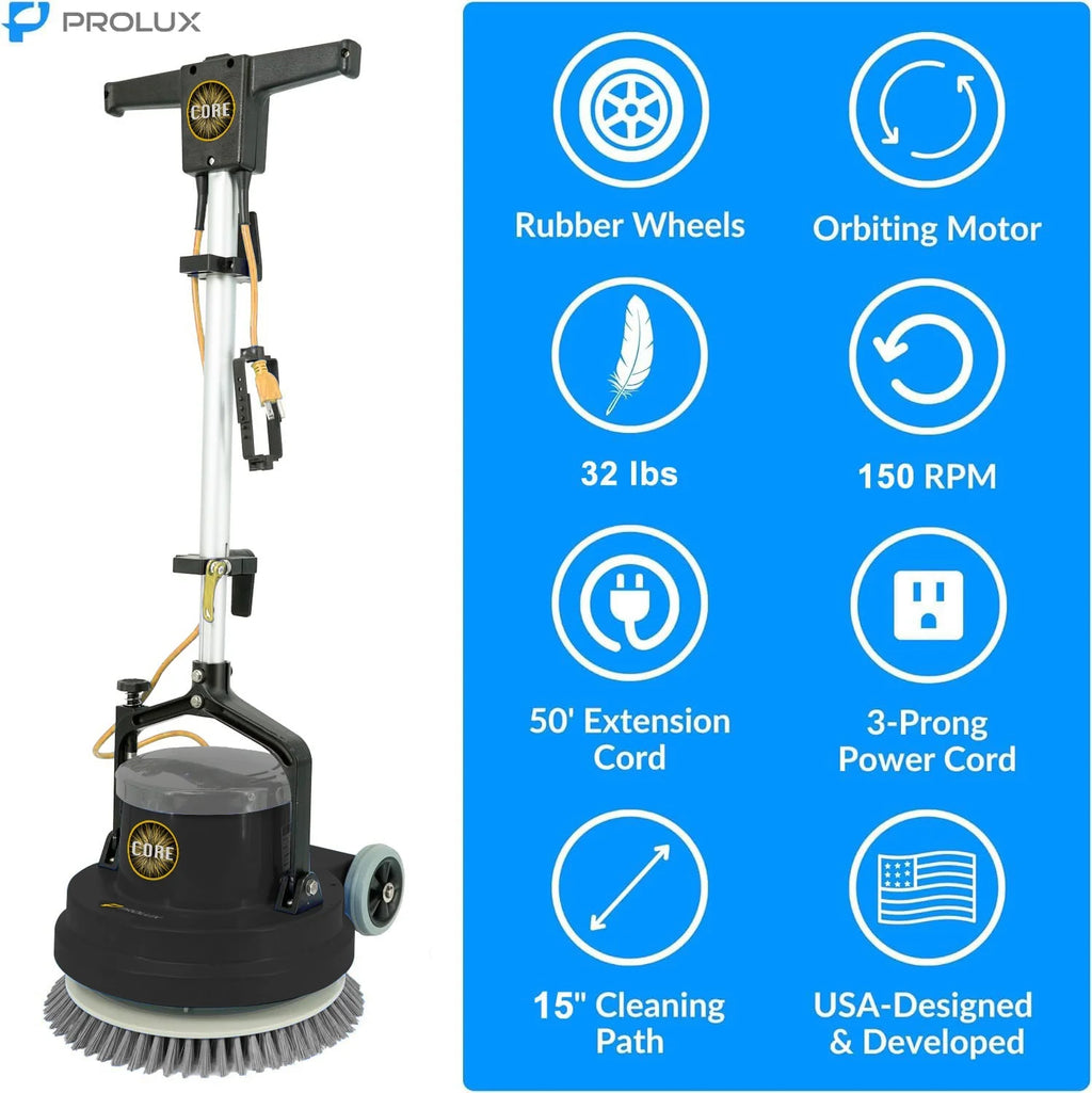 Prolux PLC15 15" Loaded Heavy Duty Single Pad Commercial Polisher Floor Buffer Machine Scrubber Loaded