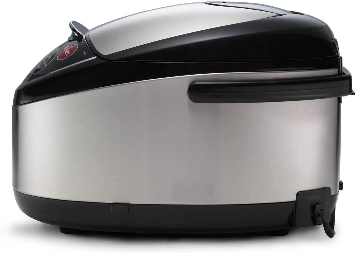 Tiger JAX-T18U-K 10-Cup (Uncooked) Micom Rice Cooker with Food Steamer & Slow Cooker, Stainless Steel Black