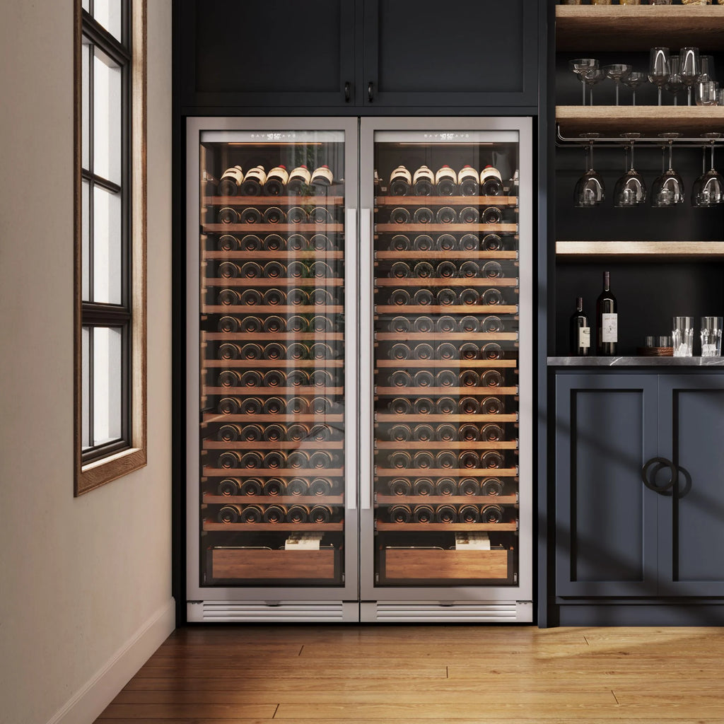Ca'Lefort 24 inch 166-Bottle Wine Cooler Refrigerator???Freestanding/Built-In??? Dual Zone 3-Color LED Lighting ??? for Home, Bar & Office