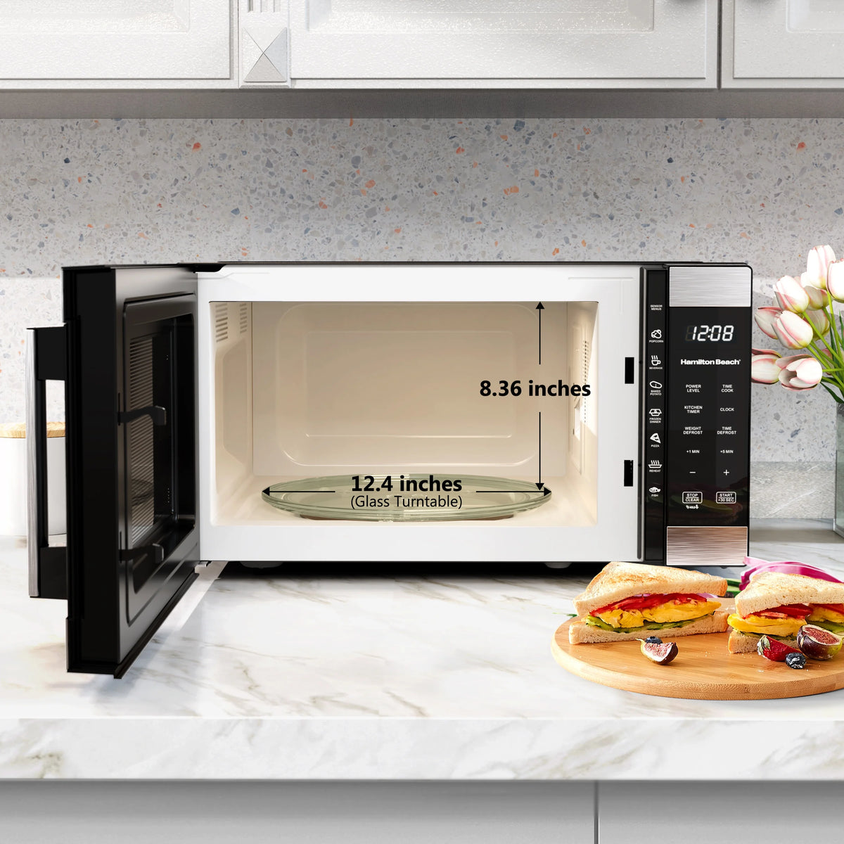 Hamilton Beach 1.6 Cu ft Sensor Cook Countertop Microwave Oven, 1100 Watts, Stainless Steel, New