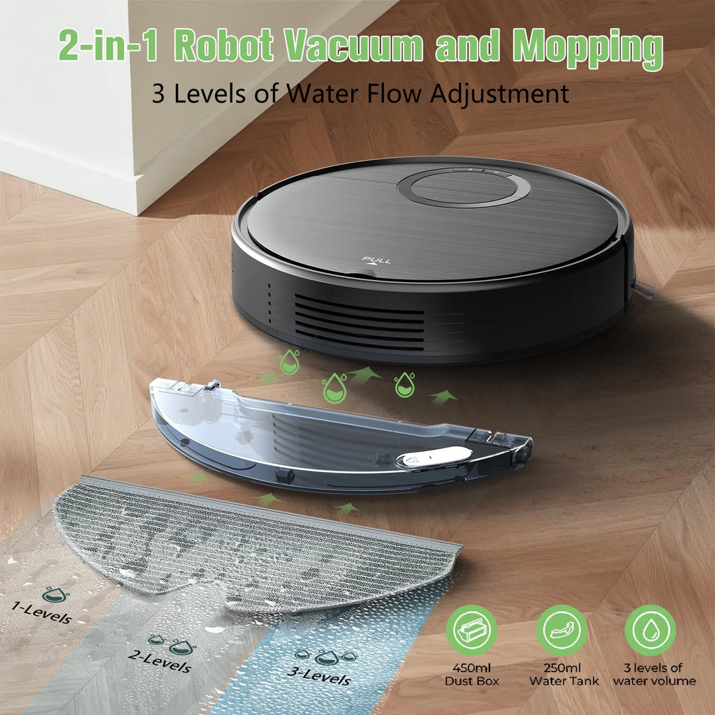 ONSON Robot Vacuum and Mop Combo, 2 in 1 Mopping Robotic Vacuum with Schedule, App/Bluetooth/Voice, Max Suction 2000Pa, Self-Charging Robot Vacuum Cleaner 04