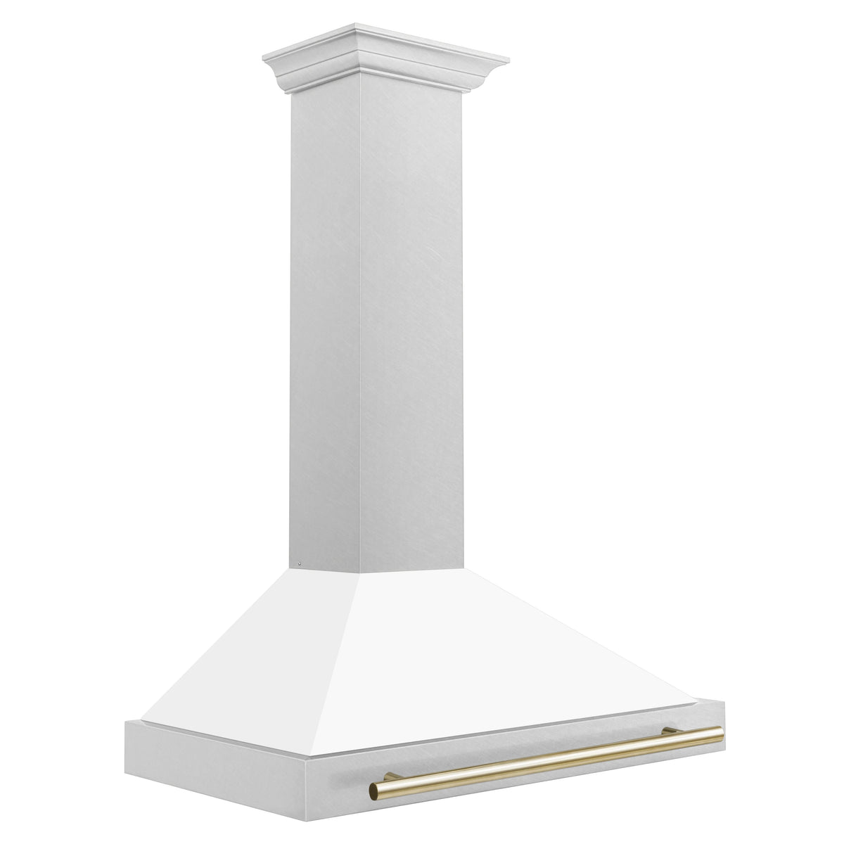 ZLINE 36" Autograph Edition DuraSnow Stainless Steel Range Hood with White Matte Shell and Gold Handle