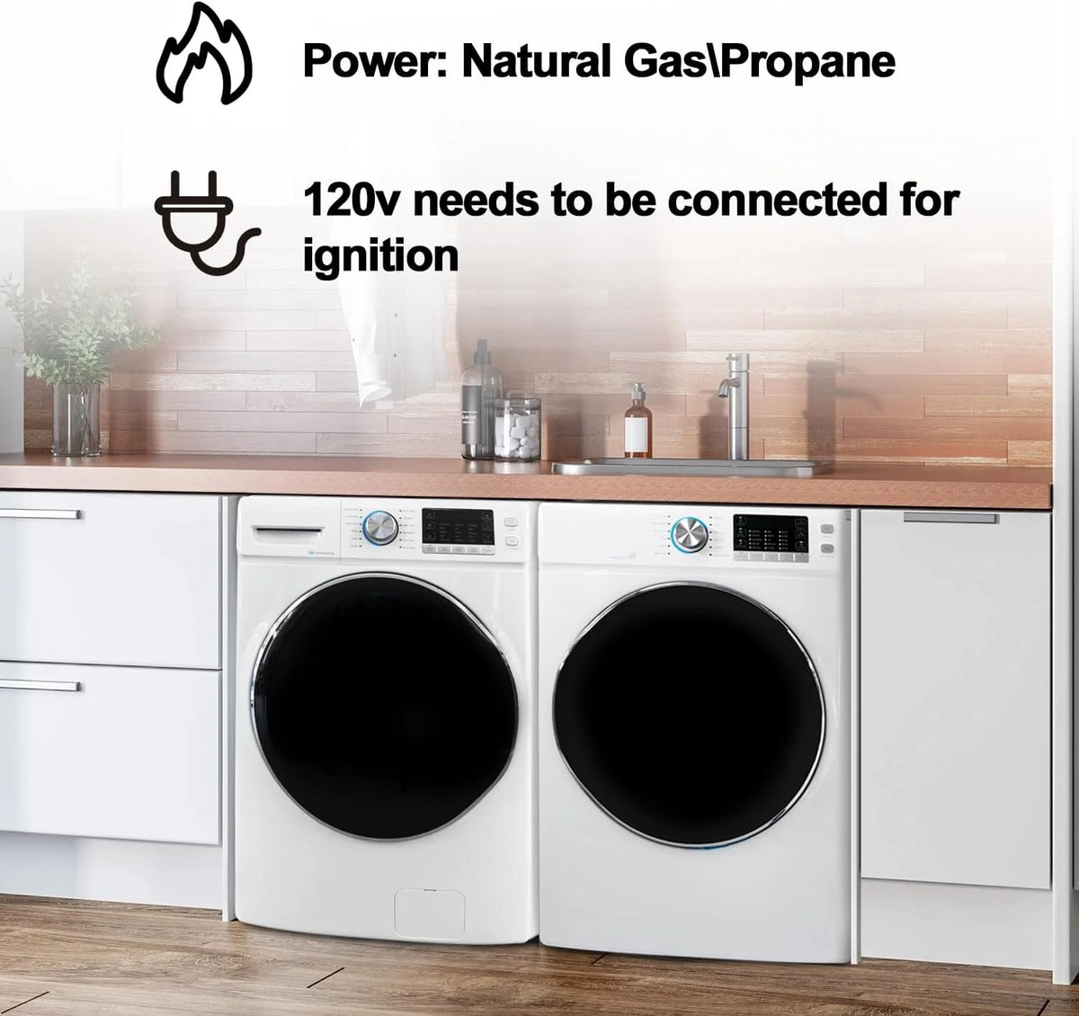 SMAD 8 Cu ft Electric Front Load Dryer, 27 in.W Large Capacity Steam Function Wrinkle Care Stackable