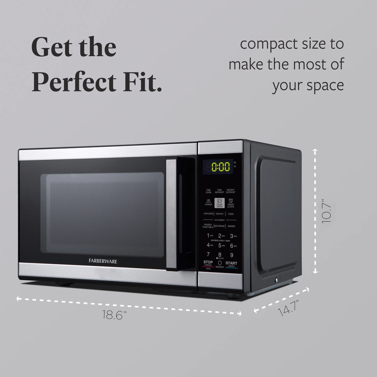 Farberware Countertop Microwave 900 Watts, .9 cu ft - Microwave Oven With Child Lock - Perfect for Apartments and Dorms - Easy Clean Grey Interior, Stainless Steel
