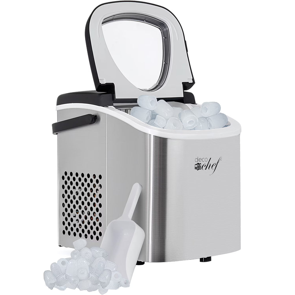 Deco Compact Countertop Ice Maker, 26LBs in 24HRs, 9 Bullet Ice Cubes Ready in 6 Minutes, Stainless Steel
