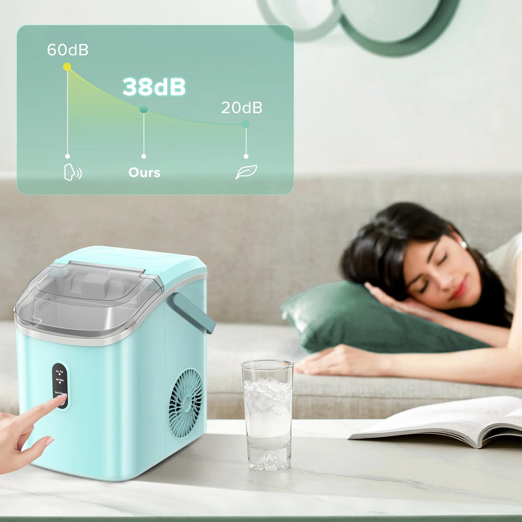 KISSAIR Nugget Ice Maker Countertop with Soft Chewable Pellet Ice, Portable Ice Machine with Handle, 35lbs/24H, Grey