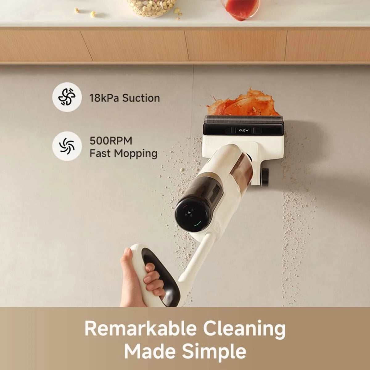 MOVA K30SE Wet Dry Vacuum,180��Flat Reach Floor Mop,Self Dual-Edge Cleaning,18000 Pa Suction