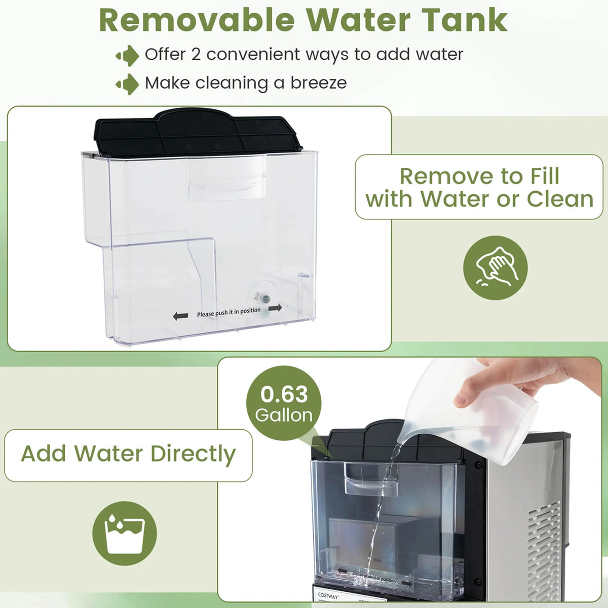 Costway 56 lbs/24 H Pepple Chewable Countertop Ice Maker with Self-Cleaning System