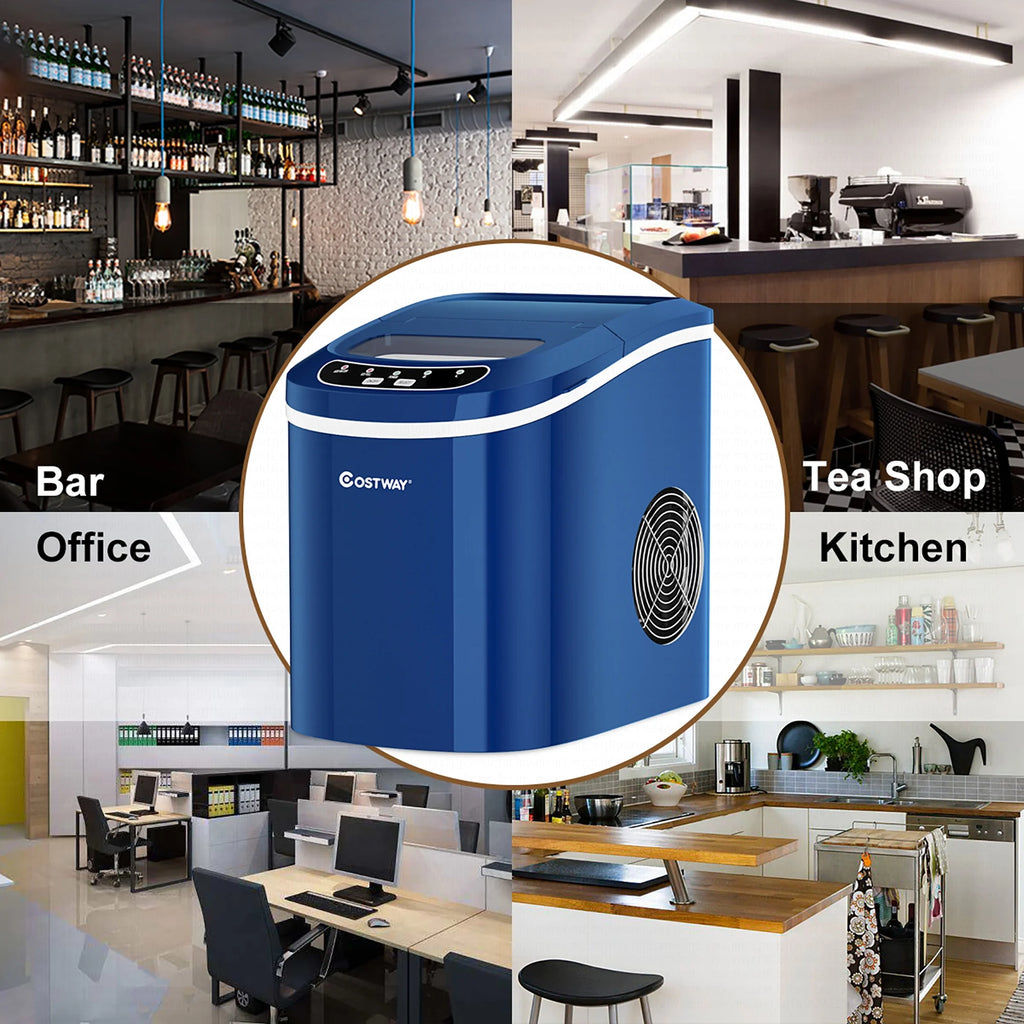 Costway Silver Portable Compact Electric Ice Maker Machine Mini Cube 26lb/Day