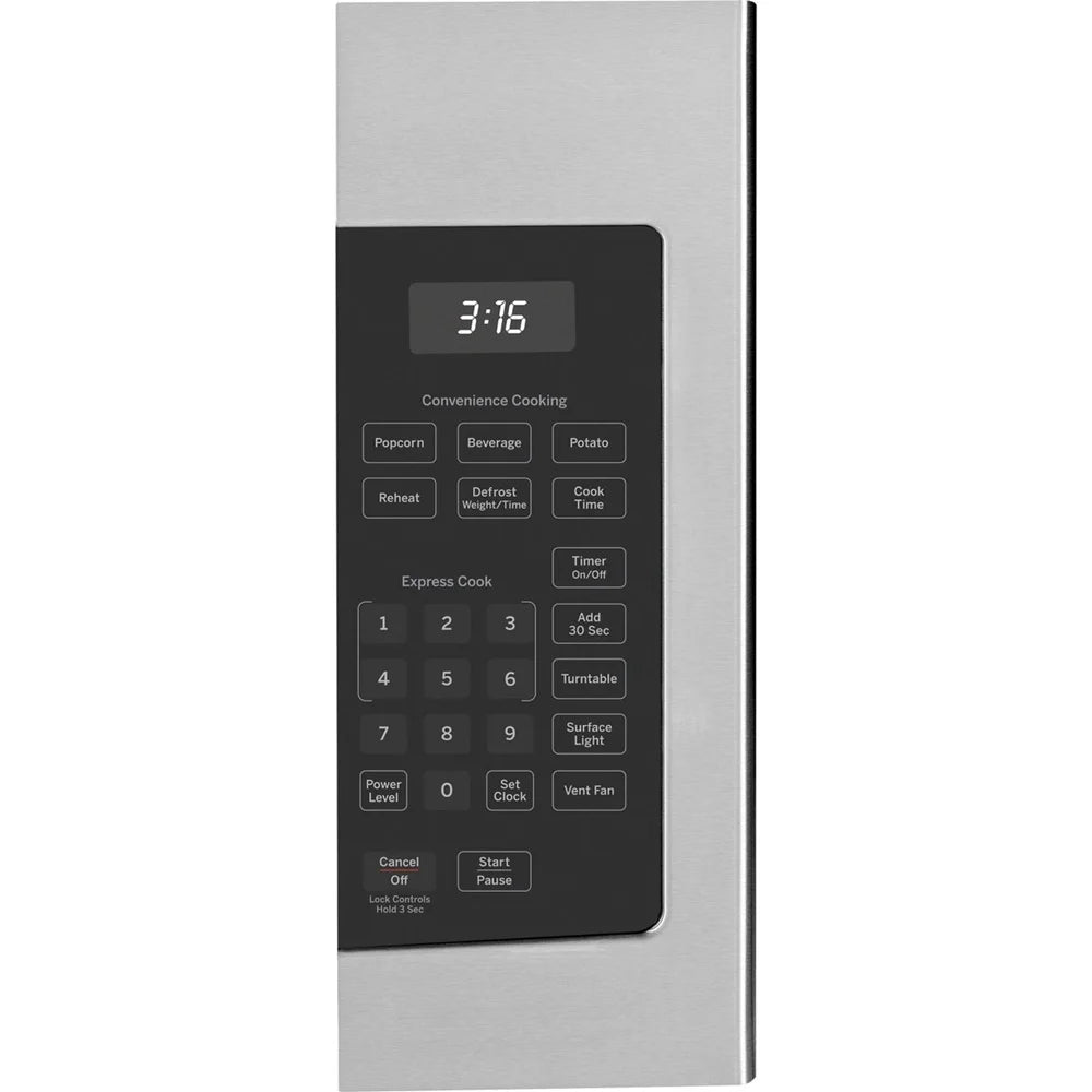 GE JVM3160RFSS 1.6 Cu. Ft. Over-the-Range Microwave Oven Stainless Steel Bundle with Deco Chef Pair of Red Heat Resistant Oven Mitt and 3 YR CPS Enhanced Protection Pack