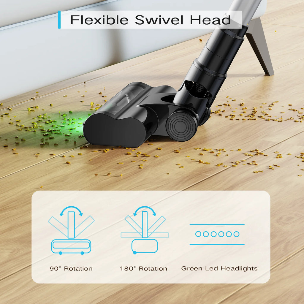 MOOSOO Stick Vacuum Cleaner, LED Display, Anti-Tangle Brush, Powerful No-Fading Suction for Pet Hair, Hard Floors and Carpet
