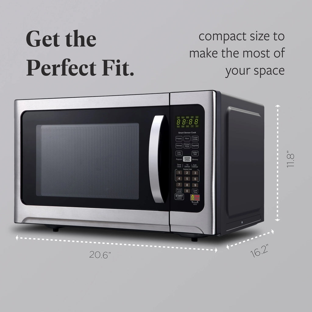 Farberware Professional 1.2 Cu. Ft. 1000-Watt Microwave Oven with Sensor Cooking, Stainless Steel/Black Body Wrap
