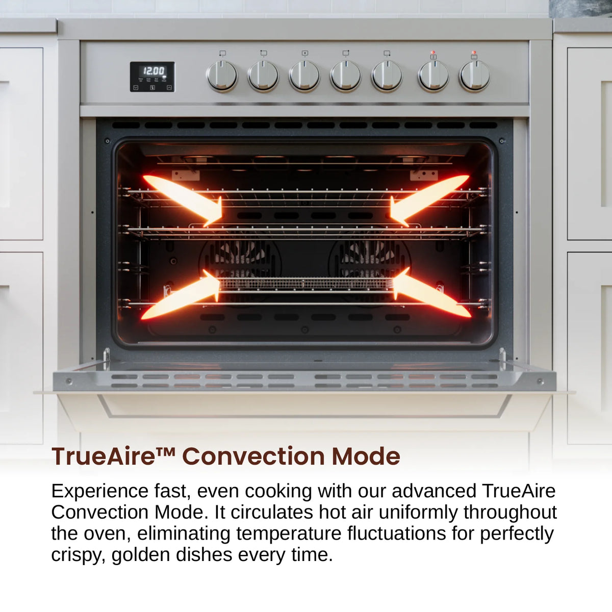 Rangaire RRE361TS 36" Electric Range Oven with Timer - Stainless Steel, Infrared Stove Burners, True Convection, Easy Reach Racks