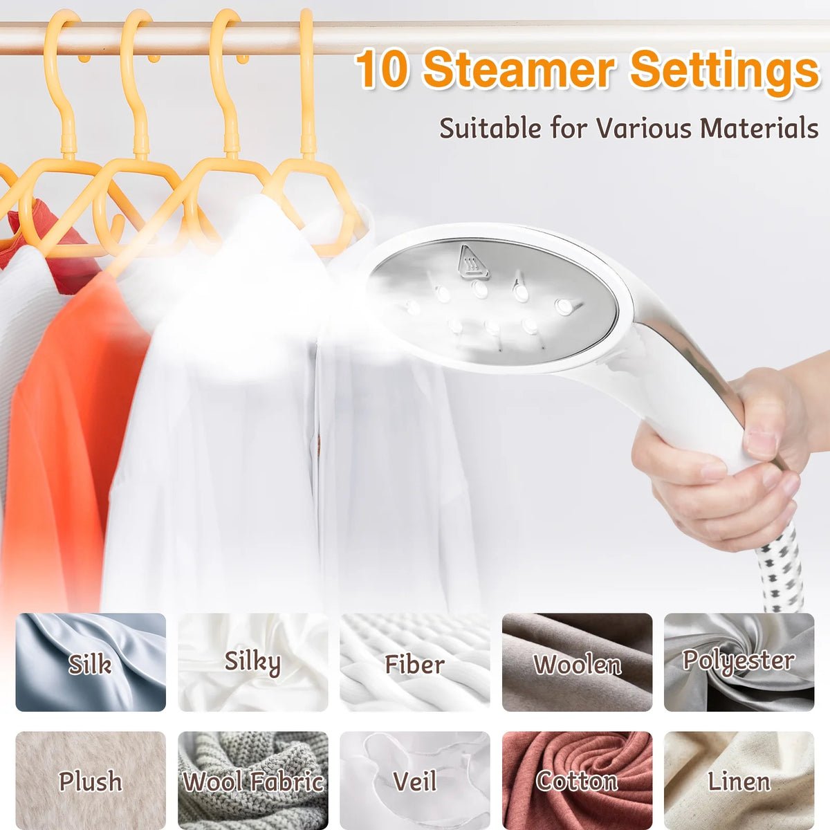 Advwin 2000W Garment Steamer for Clothes Standing, 10 Steam Levels, 2.7L Water Tank, Commercial and Household Use (Gold)