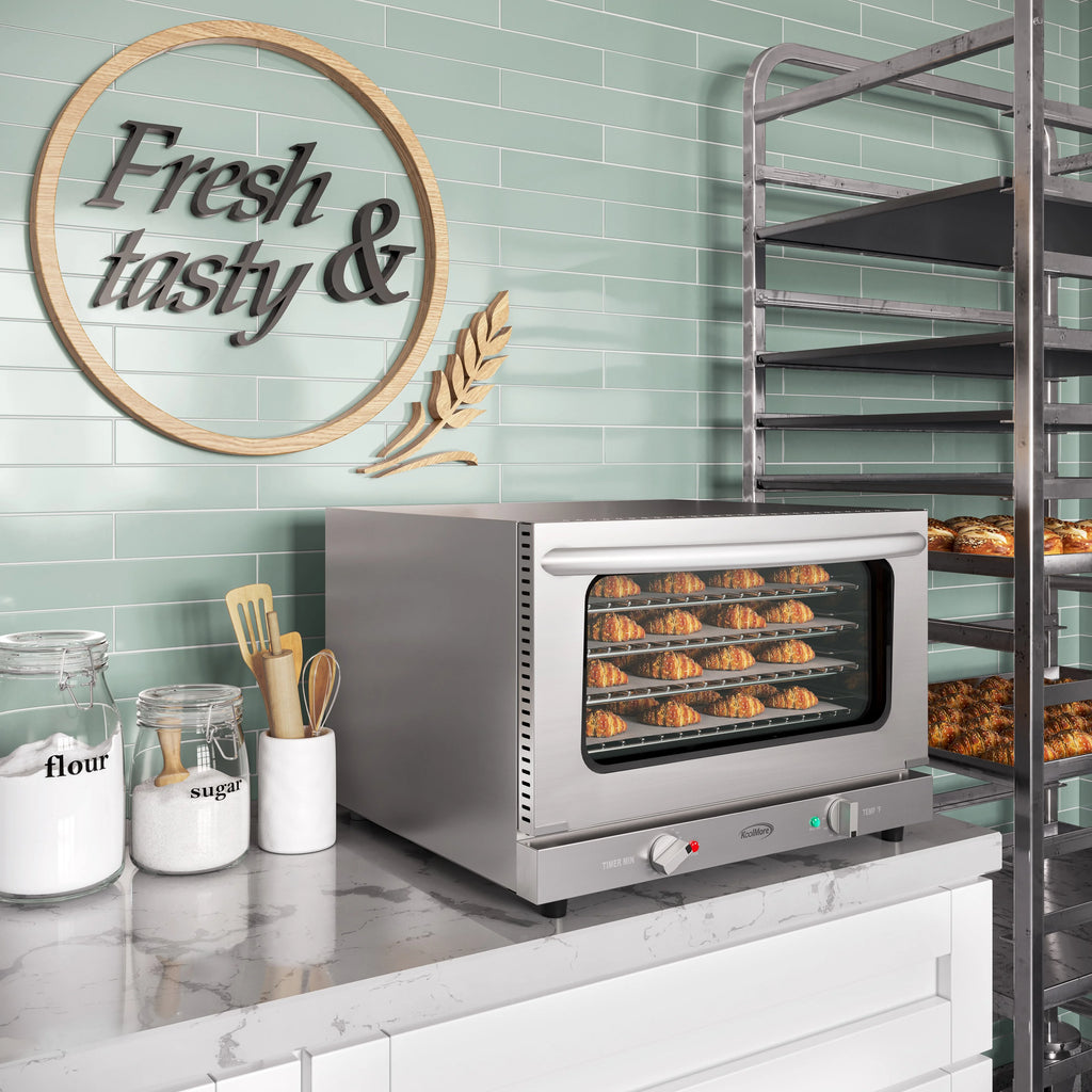 23 in. Countertop Convection Oven for Half-Size Pans with 4 Racks 1600W of Power in Stainless-Steel (KM-CTCO-15)