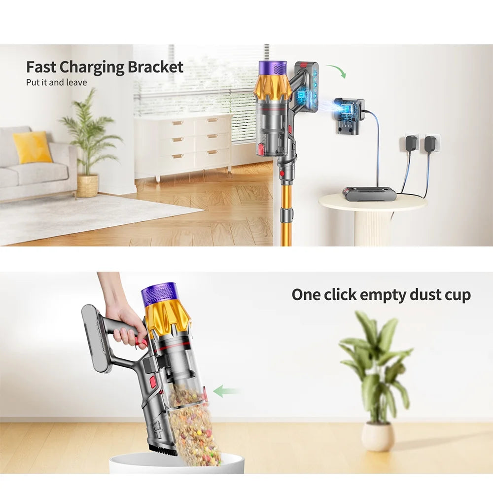 Cordless Stick Vacuum Cleaner 60mins 550W 45kpa with Charging Station Lightweight stick Vacuum for Carpets hardwood Pet Hair Rechargeable