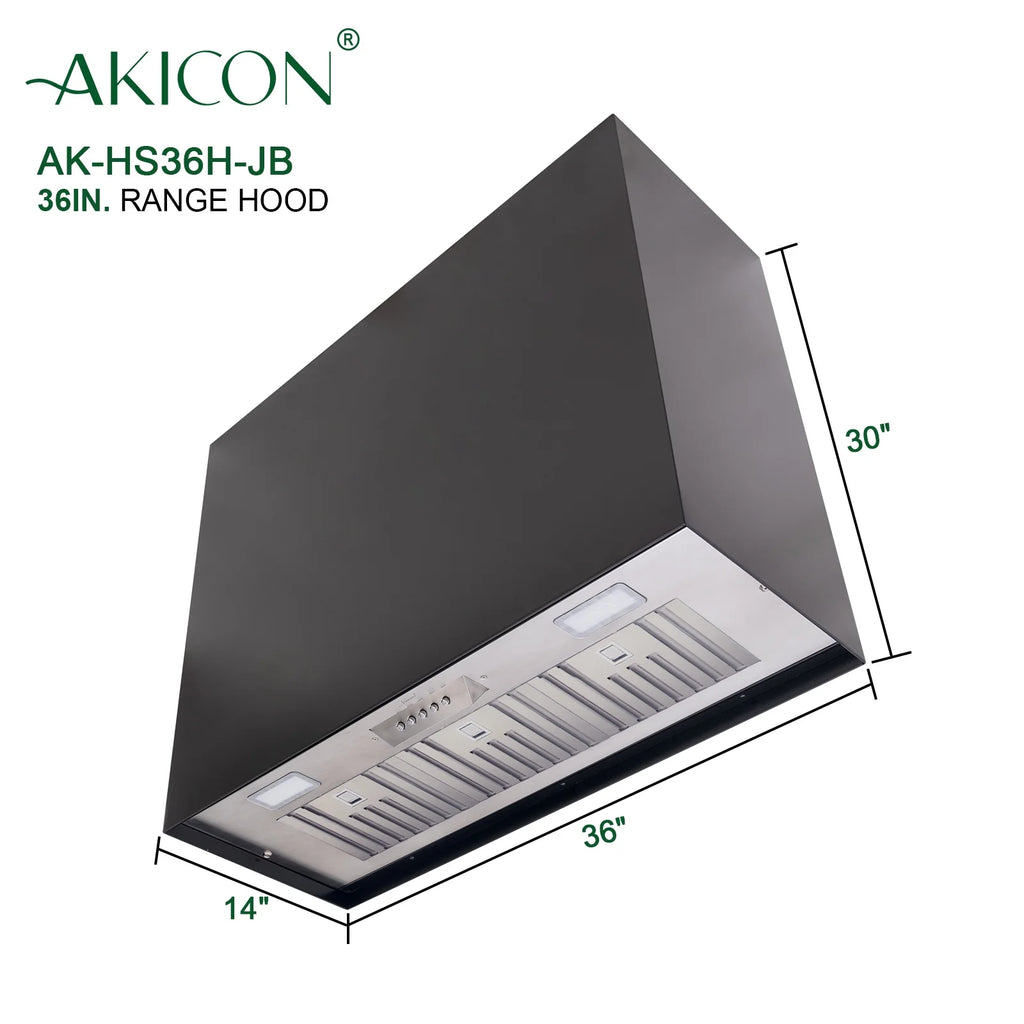 Akicon Stainless Steel Range Hood, Modern Box Kitchen Hood with Powerful Vent Motor, Wall Mount, 30��W*30��H*14D, Signal White