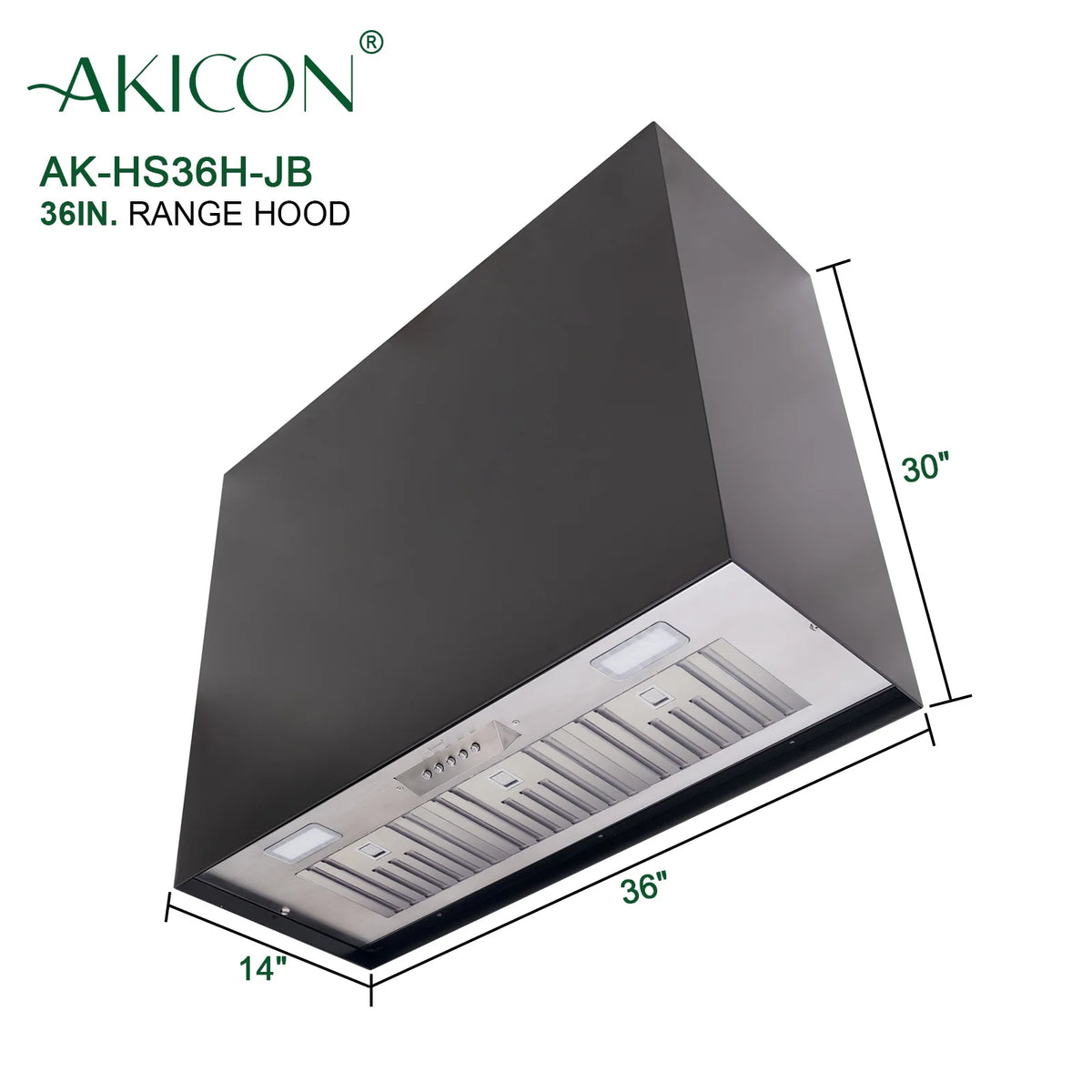 Akicon Stainless Steel Range Hood, Modern Box Kitchen Hood with Powerful Vent Motor, Wall Mount, 30��W*30��H*14D, Signal White