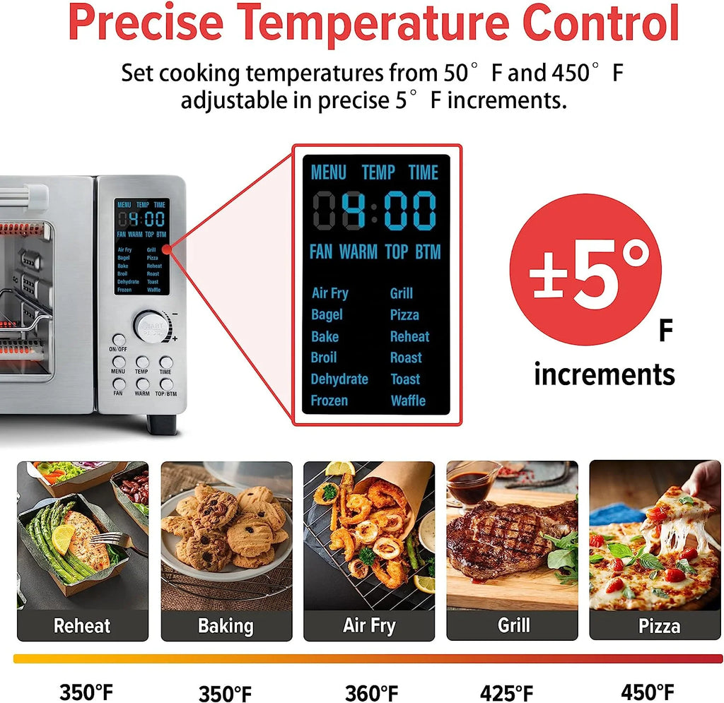 NuWave Bravo 21-Qt Toaster oven, 1800W New Oven & Air Fryer Combo, Convection Toaster Oven Countertop, Pizza, Large