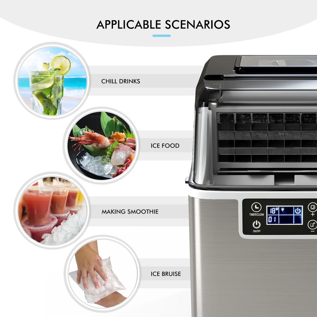 Portable Ice Maker 40Lbs/24H Countertop Self-Cleaning with Ice Scoop and Basket