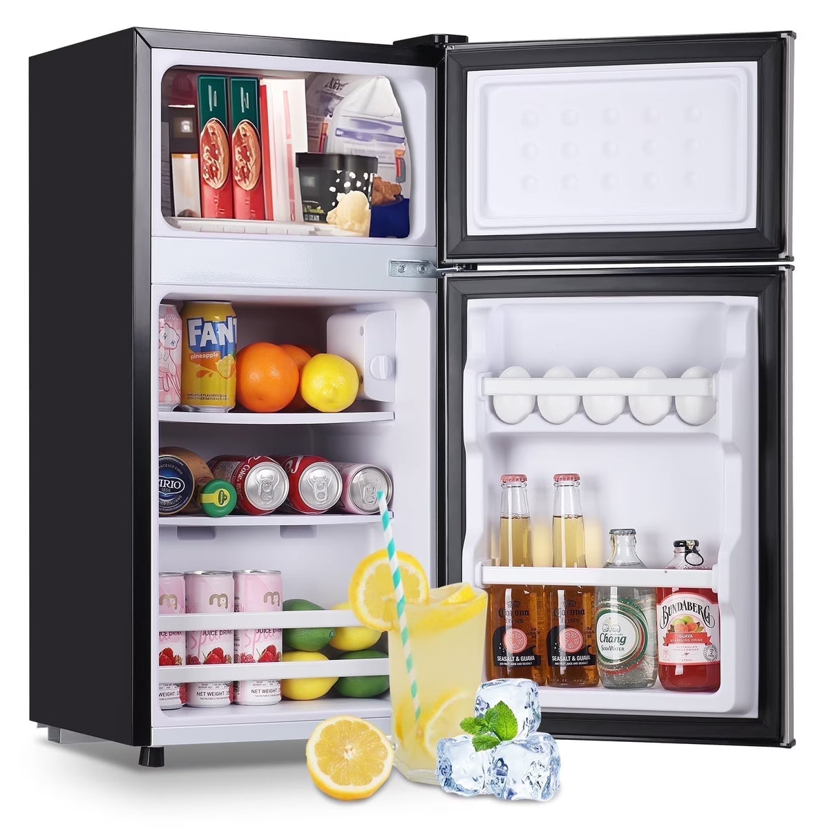 Tacool 2.4 Cu.ft Mini Fridge with Freezer, Small Refrigerator Apartment Size Fridge Black, NEW