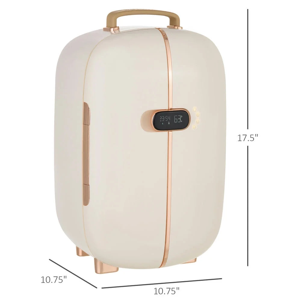 Spaco Portable Skincare Fridge with LED Display, 12L Mini Fridge for Beauty, Makeup and Cosmetics, Small Refrigerator Cooler for Desktop, White