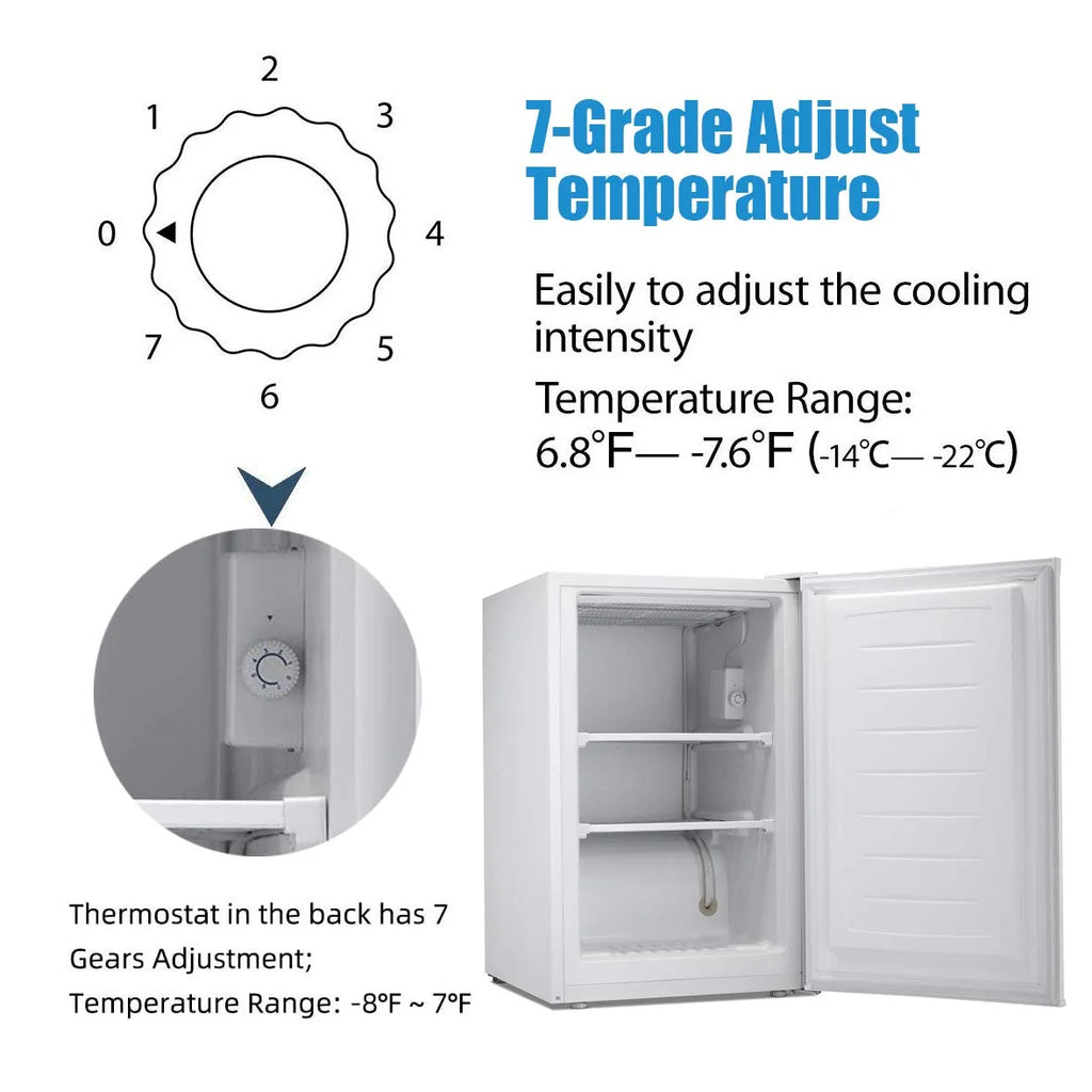 KNDKO 3.2Cu.ft Upright Freezer, Compact Freezer with Removable Shelves, Adjustable Thermostat for Home/Kitchen/Office, Black