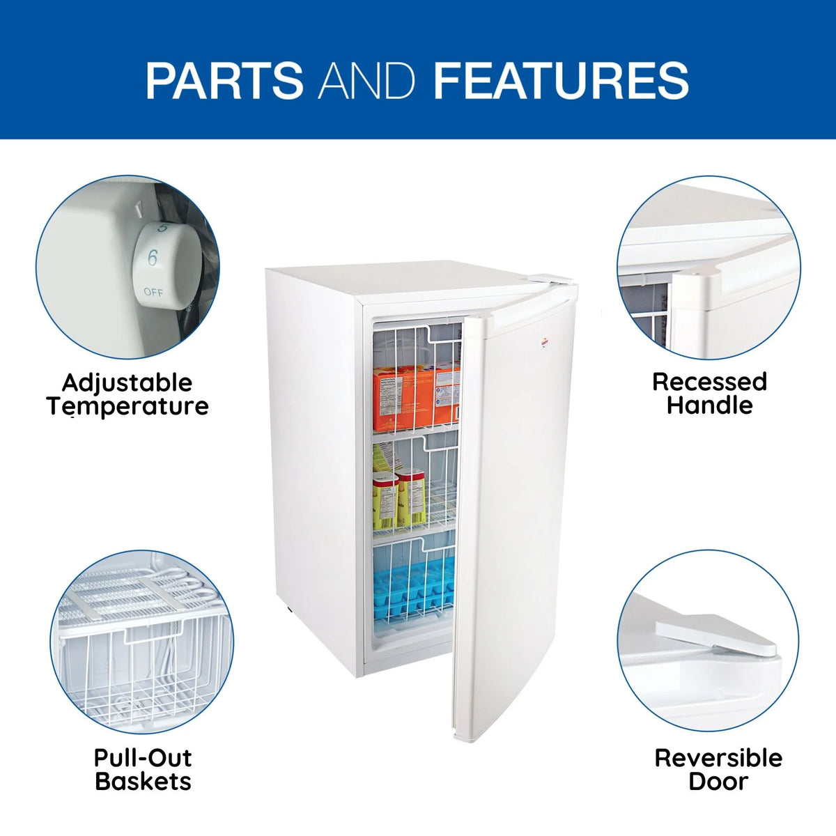 Koolatron 3.1 cu ft Upright Freezer, 88L Mini Freezer, White, Manual Defrost, Compact Design
