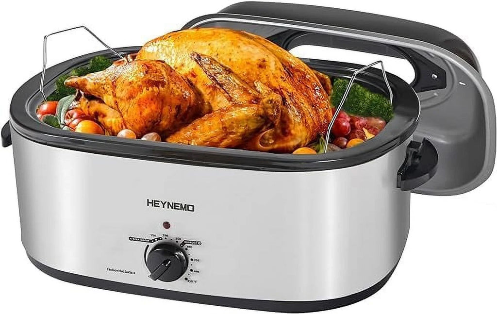20 Quart Electric Roaster Oven, Turkey Roaster Electric, Roaster Oven Buffet, Selfbasting Lid, Removable Pan, Full-Range Temperature Control Cool-Touch Handles, Turkey Roaster, Black