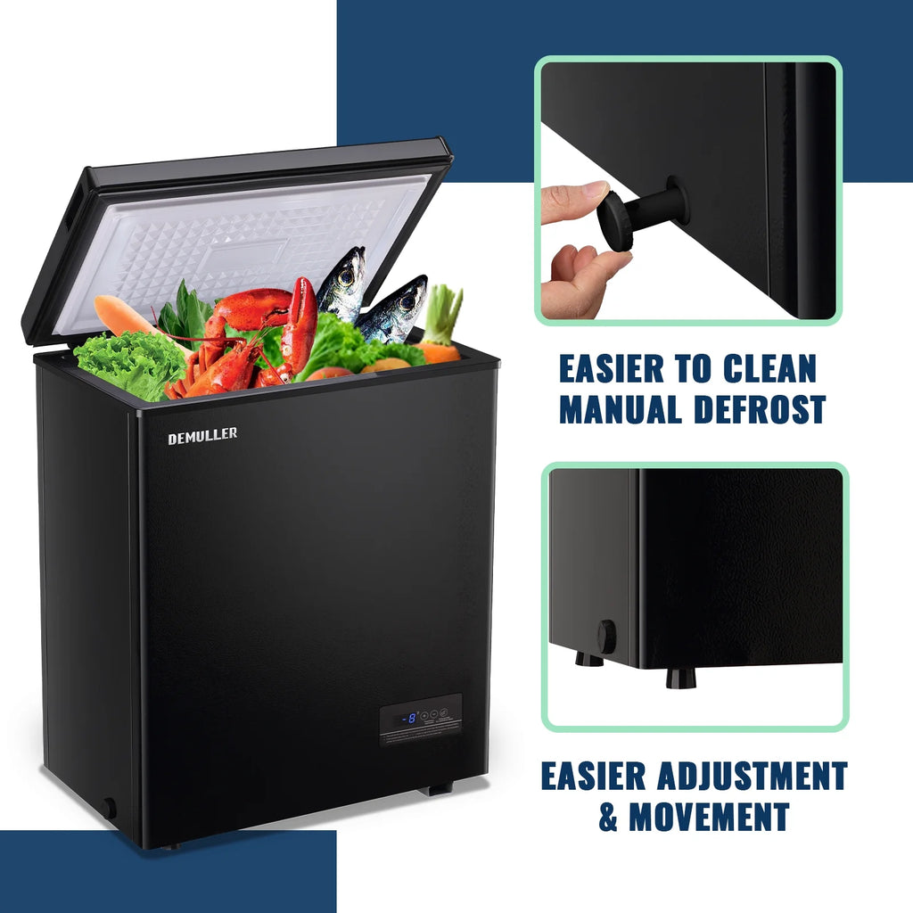 DEMULLER Deep Chest Freezer Freezers with Two Storage Baskets Ultra-Low Temperature Black 79-B-1