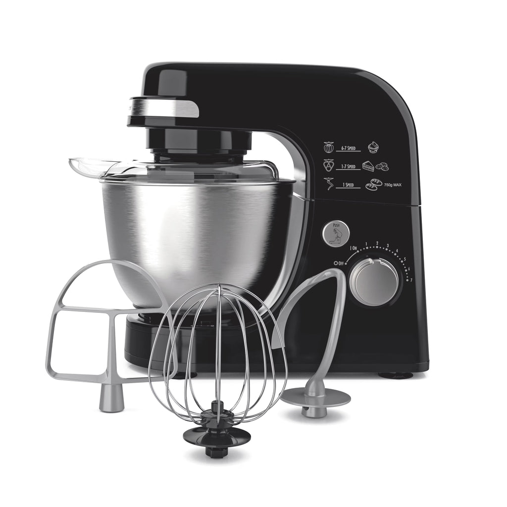 Hamilton Beach 4 Quart Stand Mixer for Kitchen, 7 Speeds, Tilt-Head, Dough Hook, Whisk & Flat Beater, White