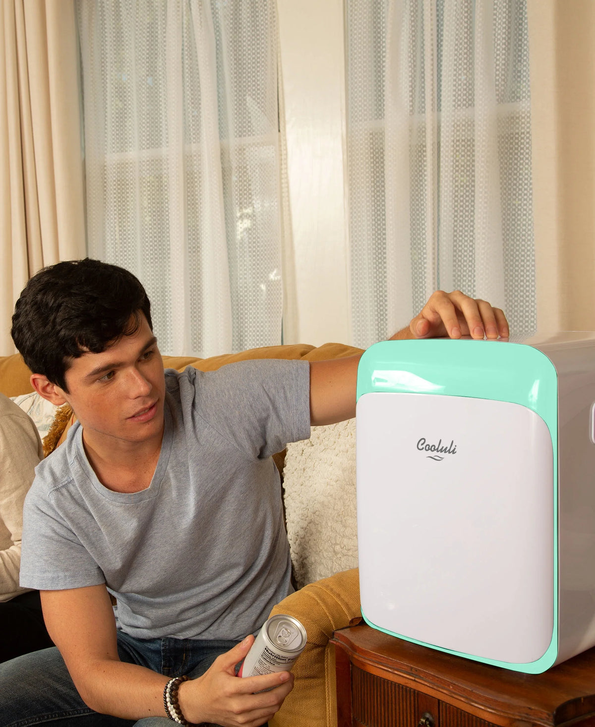 Cooluli Classic Turquoise 15 Liter Compact Portable Cooler Warmer Mini Fridge for Bedroom, Office, Dorm, Car - Great for Skincare & Cosmetics (110-240V/12V)