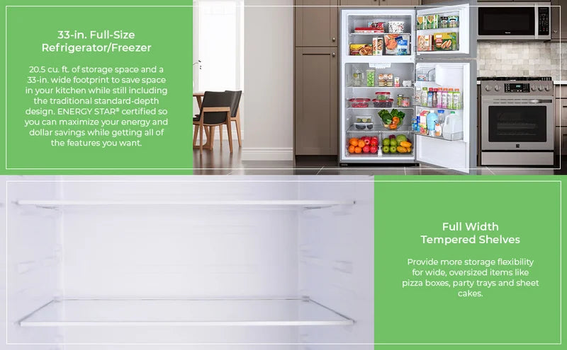 Kenmore 33-inch 20.5 Cu. ft. Capacity ENERGY STAR? Standard Refrigerator/Freezer, White