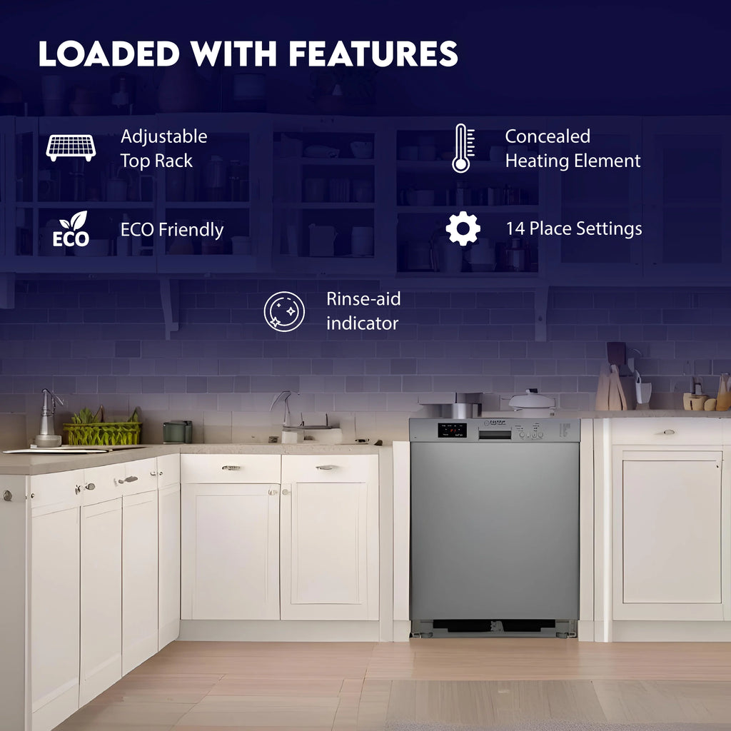 Equator 24" Built in 14 place Dishwasher in Stainless Energy Star Certfied, Quiet Operation and Advanced Santization