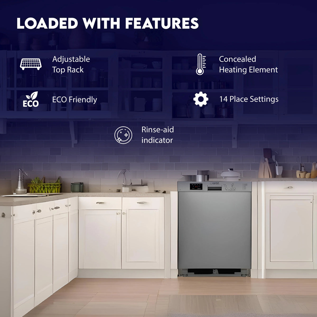 Equator 24" Built in 14 place Dishwasher in Stainless Energy Star Certfied, Quiet Operation and Advanced Santization