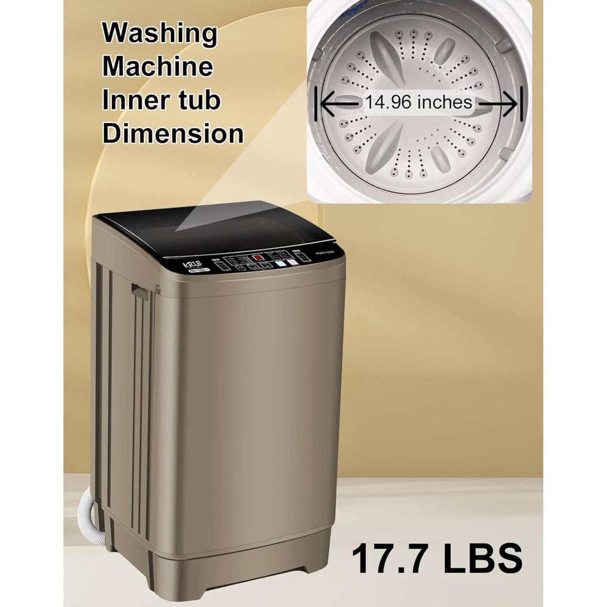 Top Load Washing Machine 25lbs Full Automatic Compact Washer and Dryer with 10 Programs & 8 Water Levels Laundry Machine for For Apartment, Home, Dorms, RV