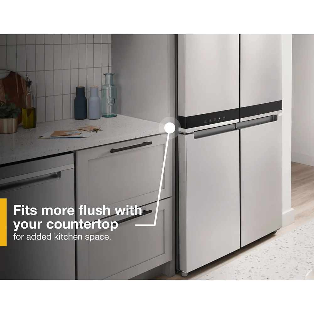 Whirlpool Counter Depth 4 Door Refrigerator, Metallic Steel, 36", 19.4 cu ft
