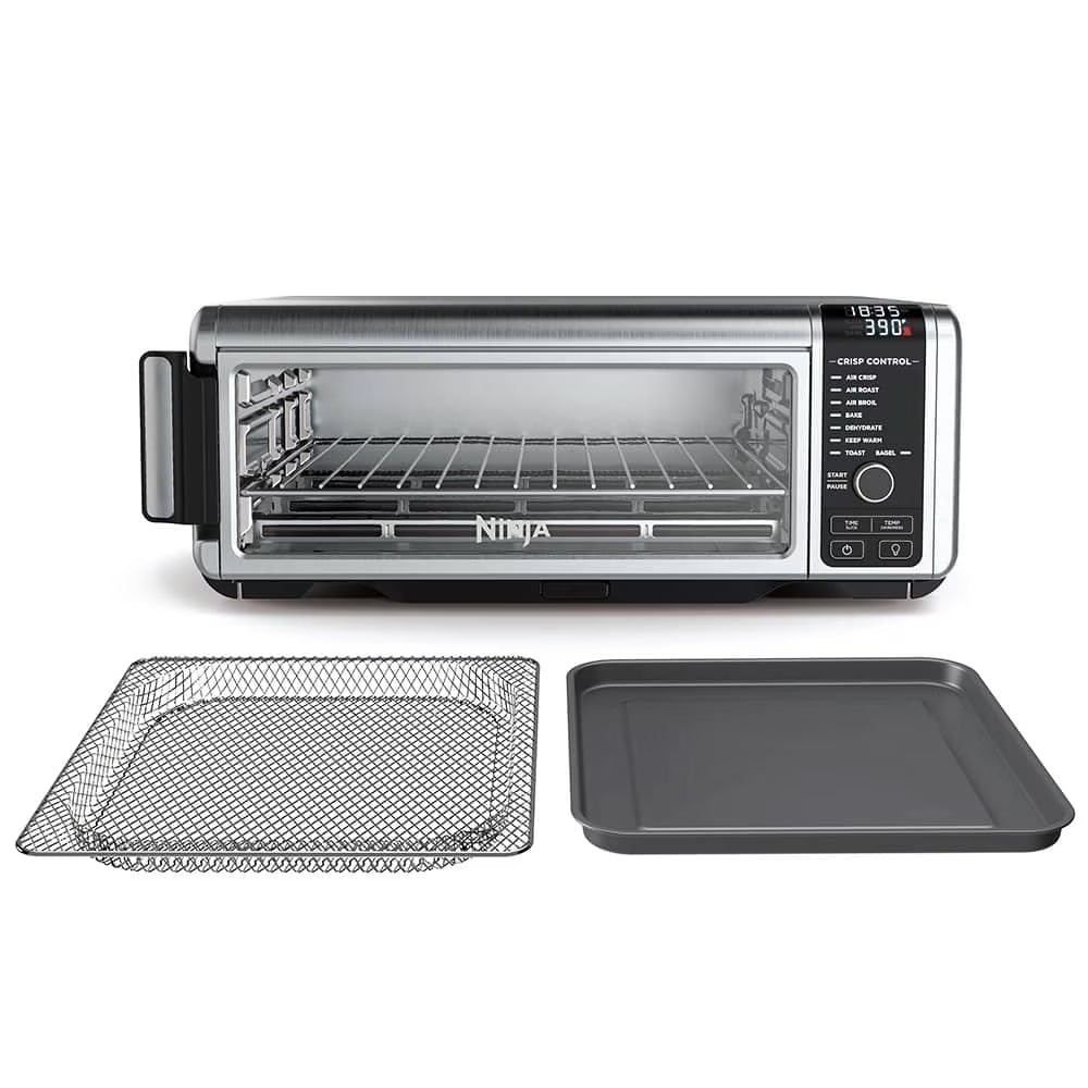 Restored Ninja SP101 Foodi 8-in-1 Digital Air Fry, Large Toaster Oven, Flip-Away for Storage, Dehydrate, Keep Warm, 1800 Watts, XL Capacity, (Stainless Steel) (Refurbished)
