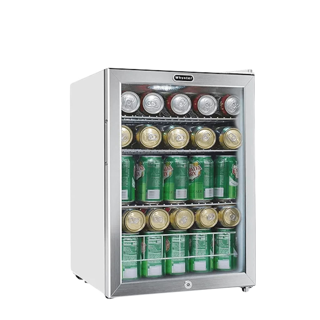 Whynter 24'' Beverage Refrigerator Cooler, 140 Cans Beverage Fridge, Built in or Freestanding Beverage Center with Stainless Steel Door