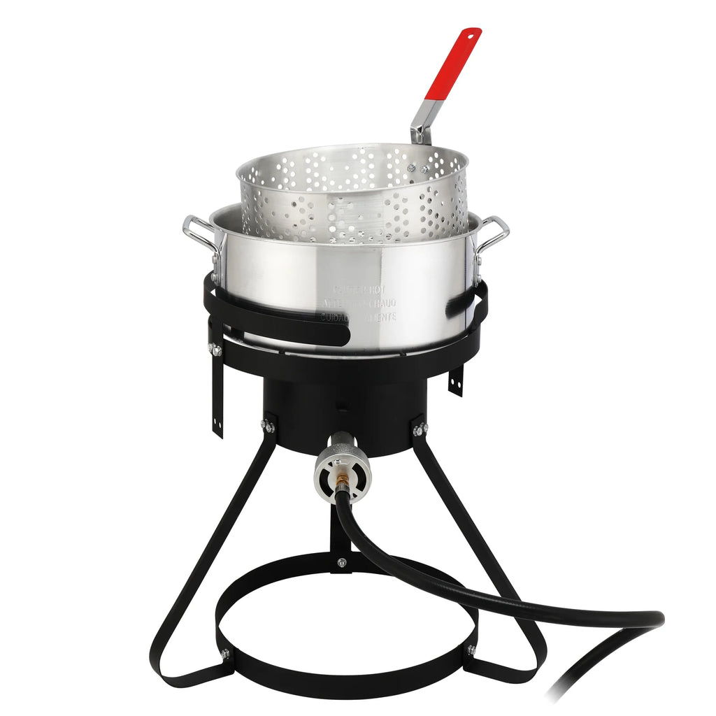 OverPatio 30qt Turkey Fryer Pot Boiler,Outdoor Aluminum Turkey Fryer with Injector Thermometer