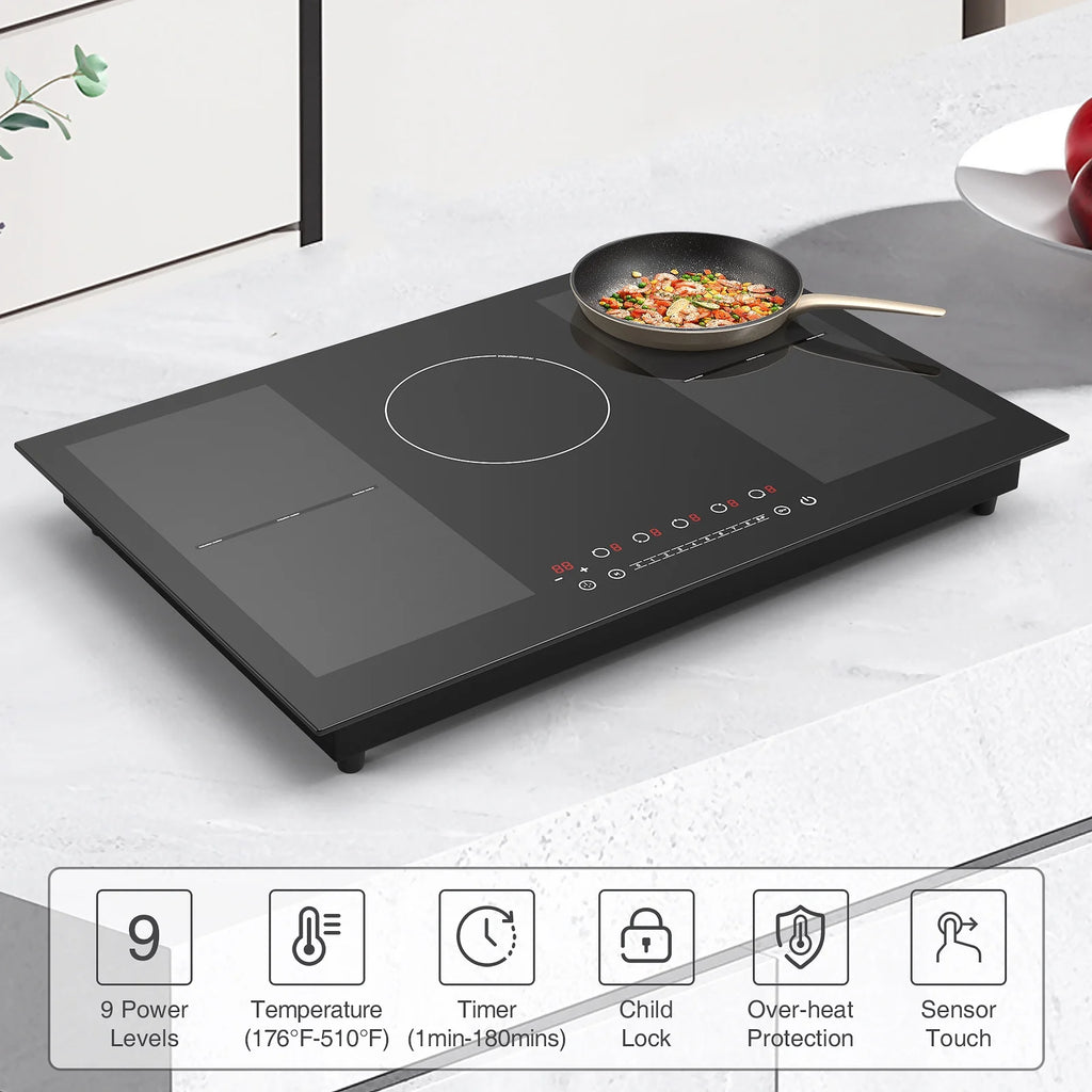 VBGK Induction Cooktop 30 inch 5 Burner Electric Hot Plate for Cooking Electric Induction Cooktop 240v, 99 Minutes Timer and Auto Shutdown Induction Burner,Child Lock
