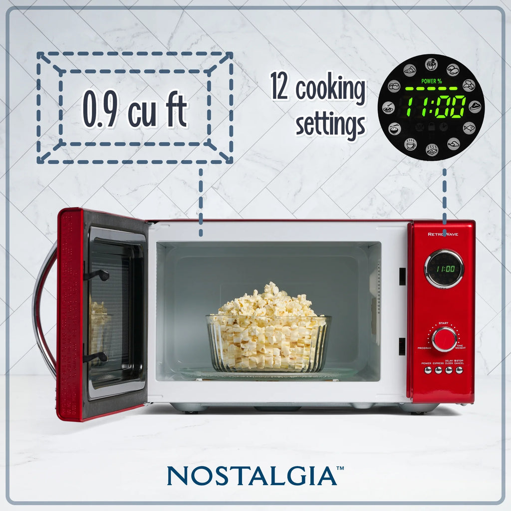 Nostalgia Retro 0.9 Cu. ft. 800-Watt Countertop Microwave Oven, Aqua