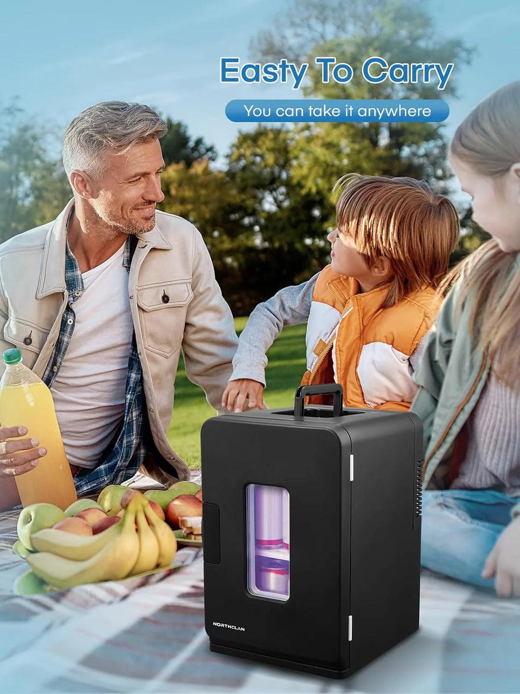 Fridge for Bedroom, 15L Portable Cooler & Warmer, 110V/12V Dual Power, for Office, Dorm, Car, Drinks, Food, Makeup