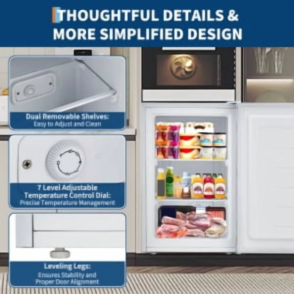 Studyset 3.0 Cu.Ft Upright Freezer with Reversible Door - Compact Single Door Freezer for Apartments/Dorms/Office/Garage, Ultra-Quiet, Space-Saving Design, White