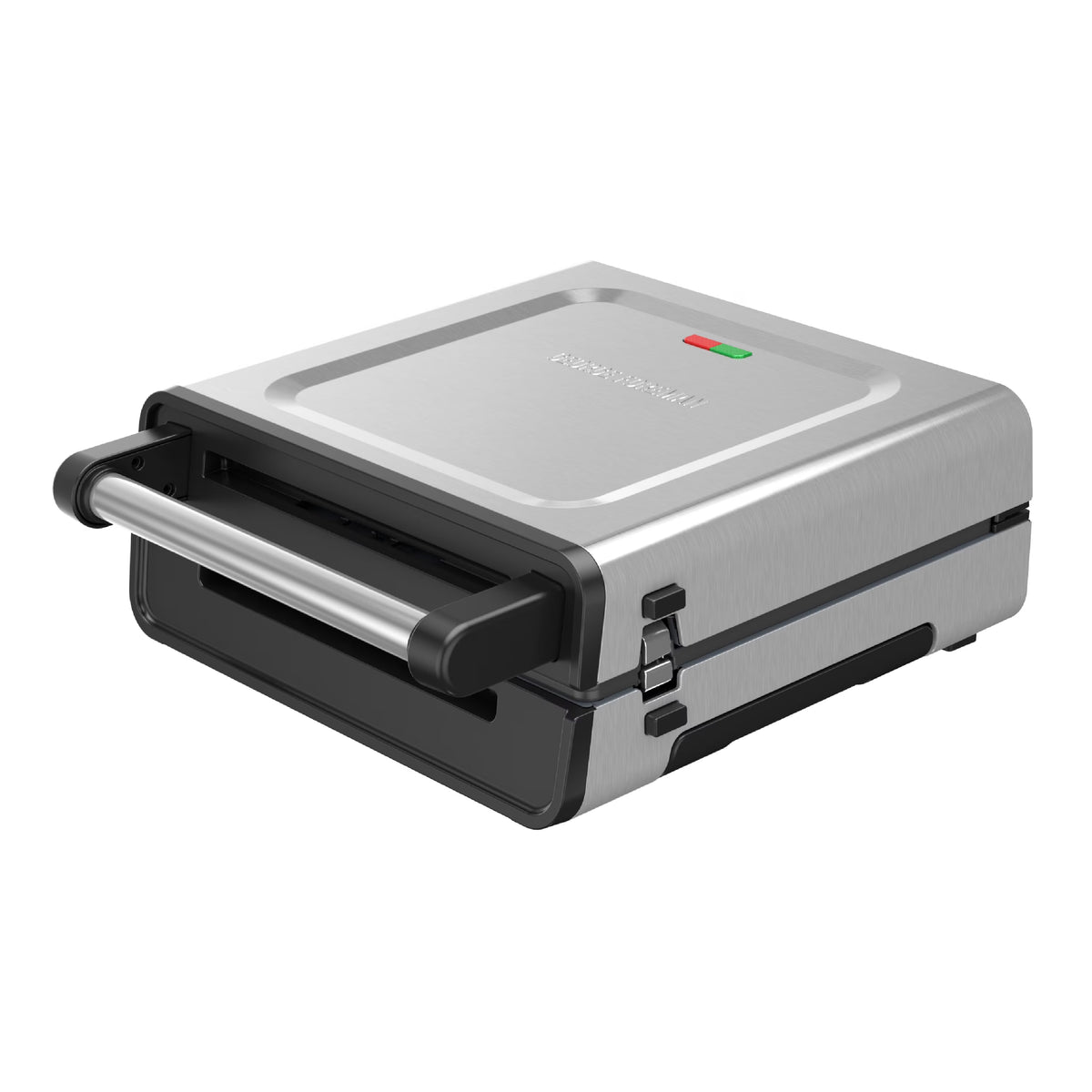 Open Box George Foreman 4�C6 Serving Electric Indoor Grill, Contact Smokeless Grilling with Removable Plates and Drip Tray, Stainless Steel Housing