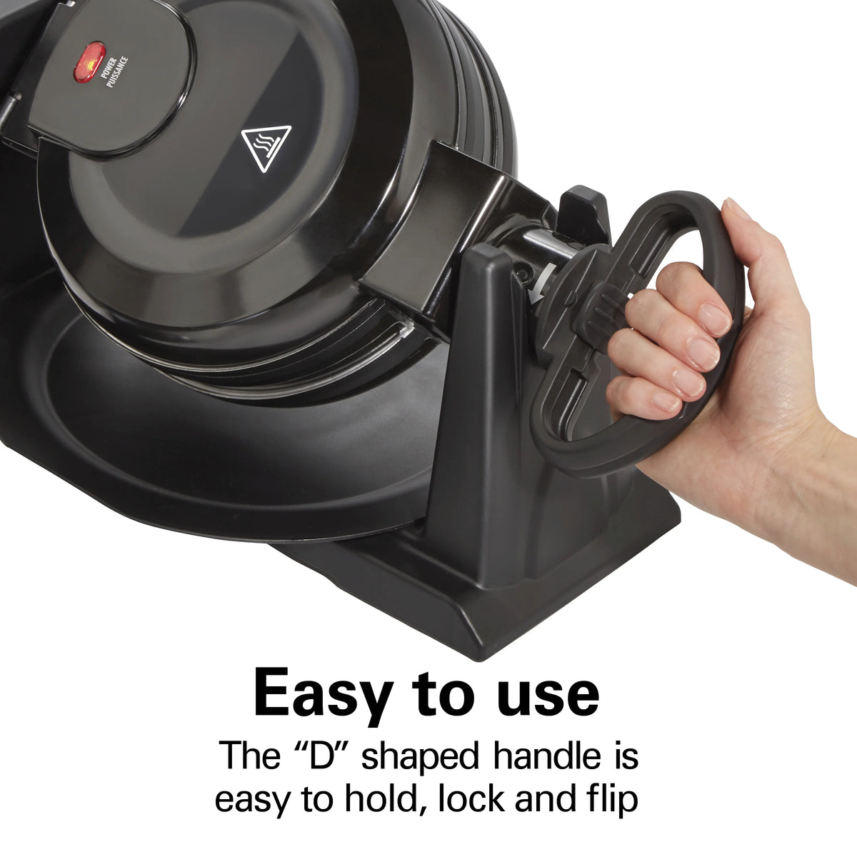 Hamilton Beach Double Belgian Waffle Maker with Removable Nonstick Grids, Rotating Waffle Iron, Black