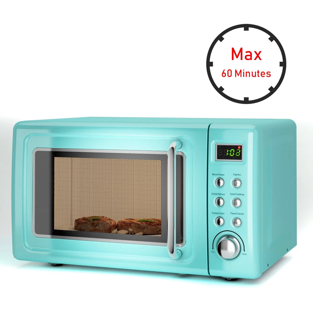 Costway 0.7Cu.ft Retro Countertop Microwave Oven 700W LED Display Glass Turntable Rose Gold