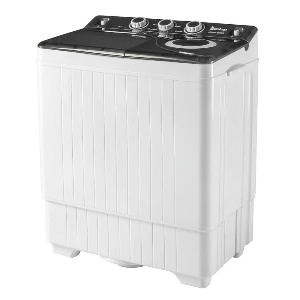 KEINXS Twin Tub with Built-in Drain Pump XPB65-2288S 26Lbs Semi-automatic Twin Tube Washing Machine for Apartment, Dorms, RVs, Camping and More, White&Black US Standard