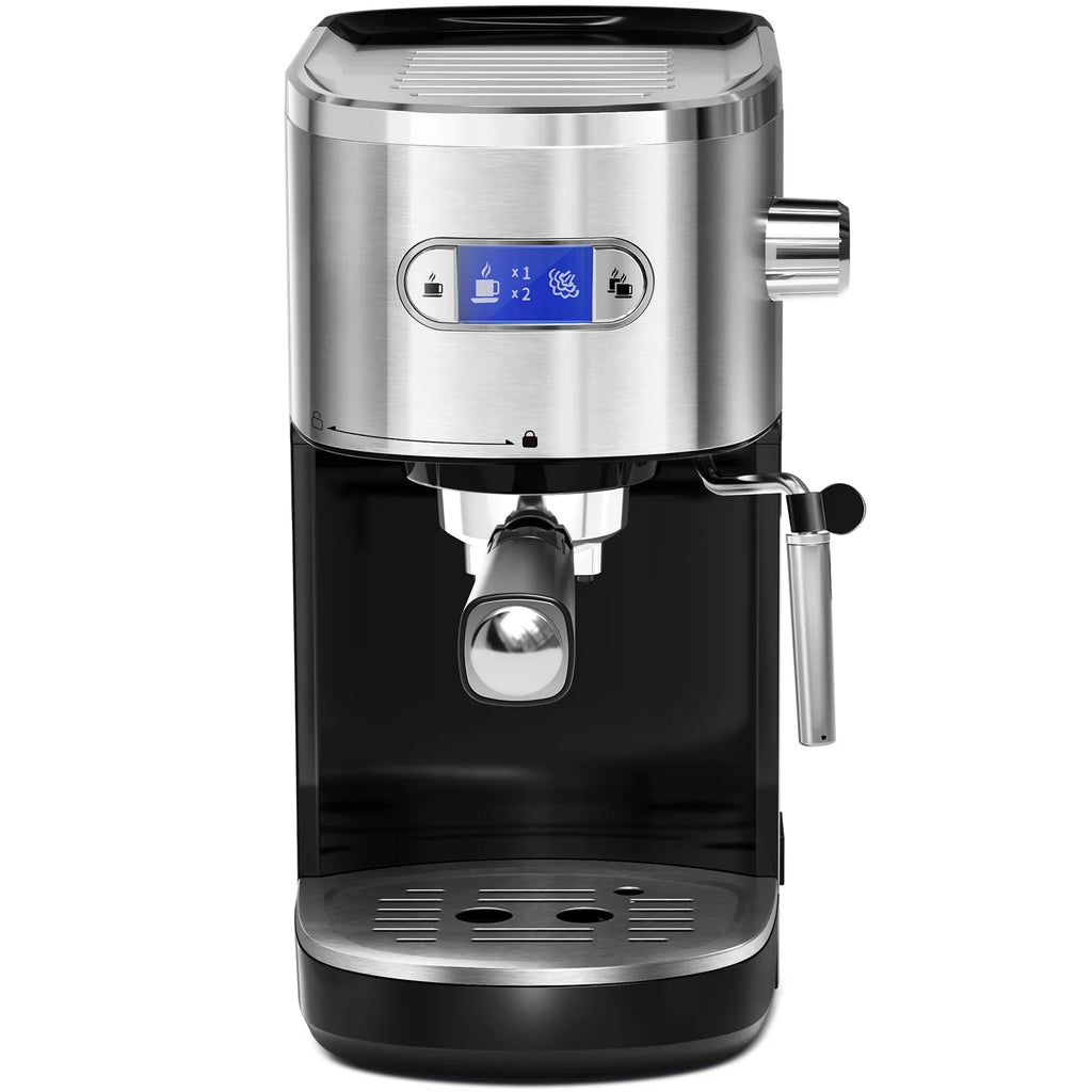 Electactic NEW Coffee Maker 2.0, with 20BAR Extraction, LED Display, 1.2L Water Tank, PCB Electronic Temperature Control, Steam Milk Frother, for Home, Office, Coffee Shop - Black