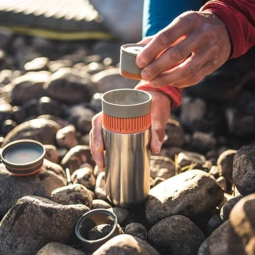 Pipamoka Portable Coffee Maker, Coffee brewer, All-in-one Vacuum Pressured，Insulated Travel Mug, Hand Powered and  Pressure Brewer, Stainless Steel Thermo Cup, 10 fl oz